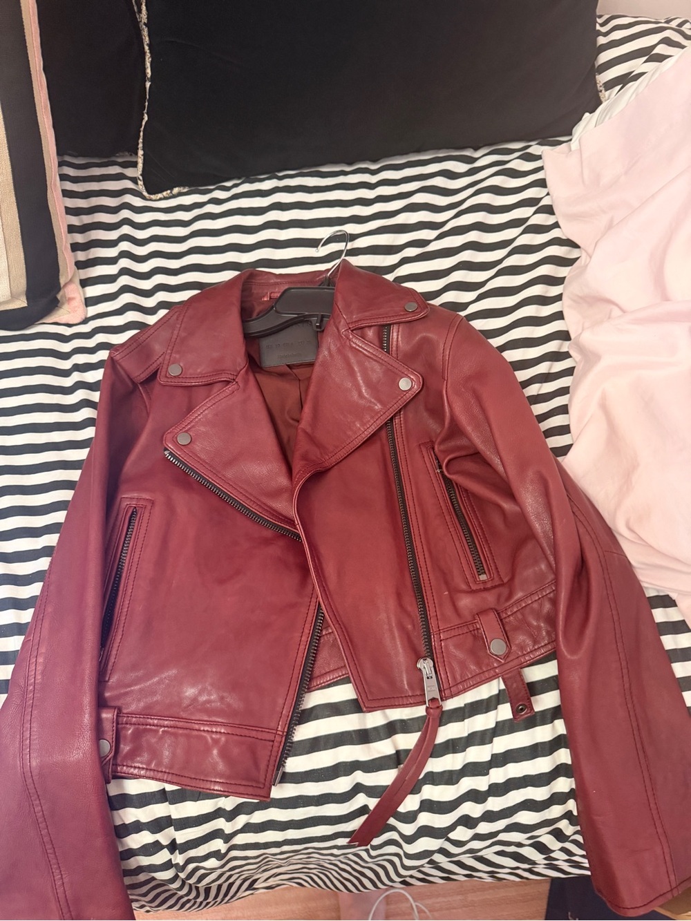 Women’s Maroon Allsaints Moto Jacket